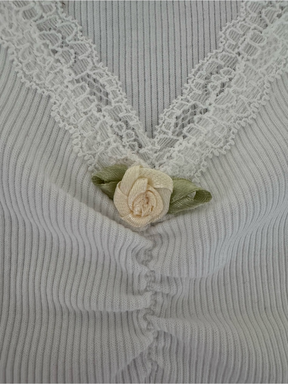 ASOS White Ribbed Lace-Trim Tank - Picture 5 of 7